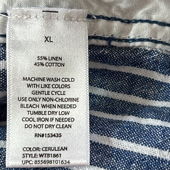 beachlunchlounge Margot Striped Linen Blend Pull-On Crop Length Pants w Pockets - Picture 10 of 11